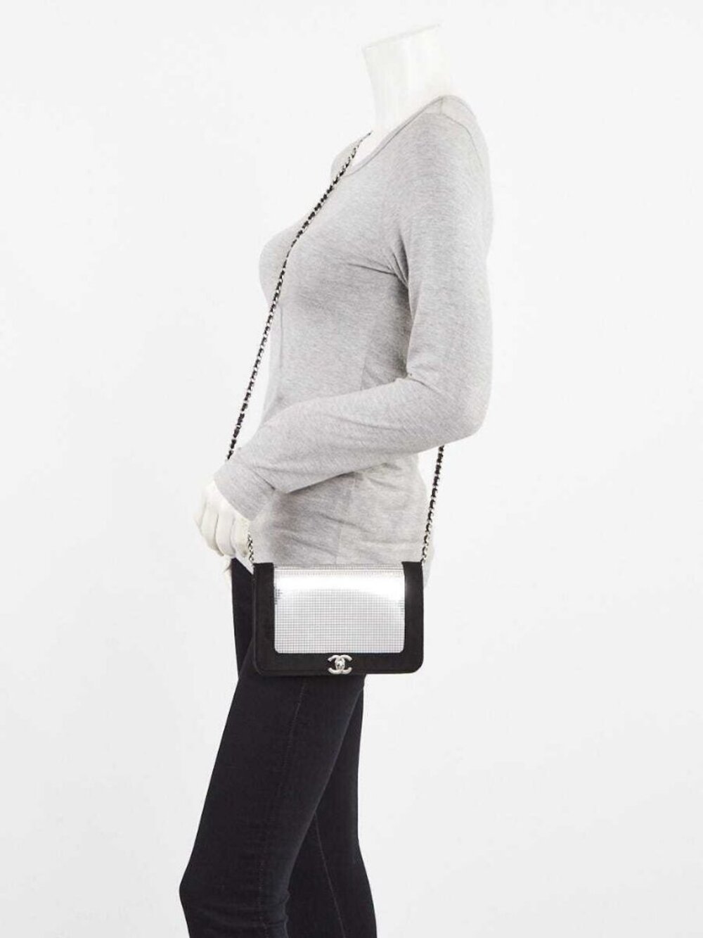 Chanel Black Velvet and Mirror Sequin CC WOC Clutch Bag